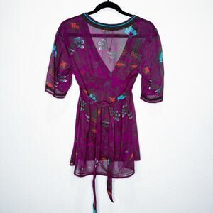 NWT Esprit Y2K Asian Kimono Sheer Empire Waist Tie Long Top Vintage Deadstock